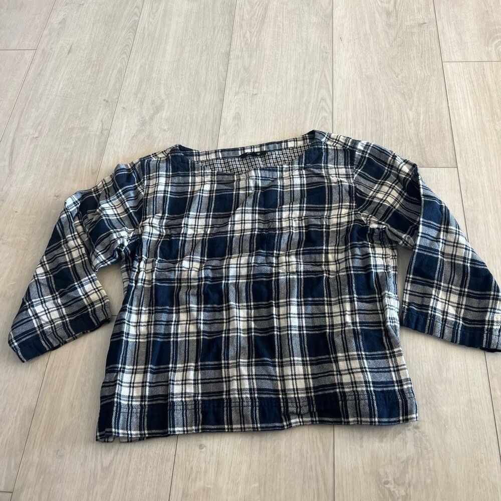 Madewell Boxy Herald Tee In Blue Woven Plaid size L